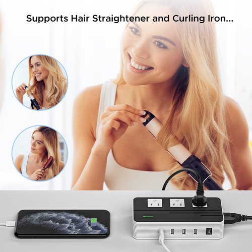 Key Power 230-Watt Step Down 220V to 110V Voltage Converter & International Travel Adapter/Power Converter with USB-C Port 18W - [Use for USA Appliance Overseas in Europe, AU, UK, Ireland, etc.]