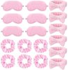 18 Pieces Sleepover Party Supplies for Women, Included 6 Pieces Spa Headband 6 Pieces Sleep Eye Mask 6 Pieces Hair Scrunchies, Essential Sleepover Party Favors for Spa Birthday Bachelorette Slumber