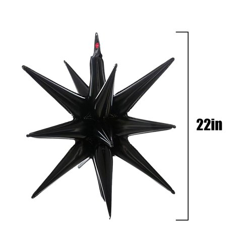 GLASNES 5 Pcs Black Star Balloons Black Starburst Cone Point Star Balloons for Party Supplies Backdrop, Birthday Party, Baby Shower, Opening Ceremony, Wedding Decoration Supplies