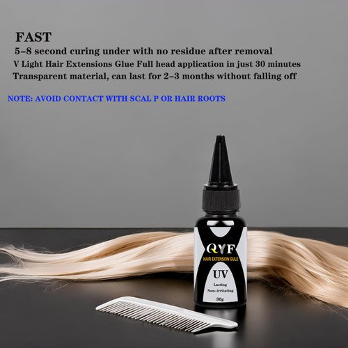 V Light Hair Extensions Glue Tool,V Light Extensions Transparent Glue,Waterproof Speed Dry for Professional Hairdresser Extensions 1.06fl.oz