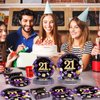 gisgfim 96Pcs Purple 21st Birthday Decorations Purple Black Paper Plates and Napkins Disposable Cheer to 21 Years Tableware Dinnerware for Birthday Party Supplies Table Decor Favors Girl Boy Serves 24