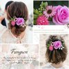 Fangsen Wedding Flower Hair Comb Bridal Headpiece Floral Hair Accessories for Brides and Bridesmaids (Purple)