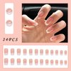 24PCS White French Tip Press on Nails Short Square Fake Nails Pink Acrylic Glue on Nails Reusable Nude Stick on Nails White False Nail Full Cover Stick on Nails French Designs for Women Nail Art
