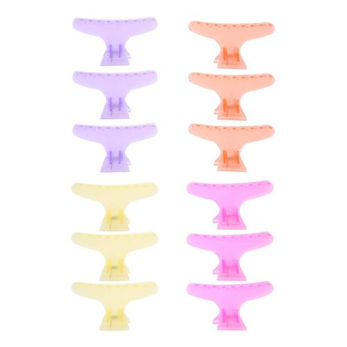 GOTOTOP 12Pcs Butterfly Hair Clips Colorful Butterfly Clip Clamps Hairdressing Plate Hair Butterfly Clip Salon Hair Section Claw Clamps Crystal Hairdressing Clip Tool Clear