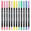 Uchida Of America Uchida 1122-12B Le Plume II Double-Ended Markers with Brush and Fine Tips, Pastel, Set of 12