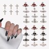 30 PCS Heart Planet Nail Art Charms Rhinestones,Red Black White 3D Cross Nail Art Supplies Saturn Shape Design Nail Gems Shiny Nail Jewelry Acrylic Accessories for Women Nail Decorations