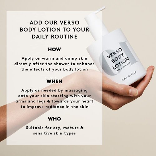 Verso Skin Care | Body Lotion with Niacinamide | Soothing & Hydrating Body Lotion for Youthful Skin | Body Care Made Easy (10.14 fl oz)