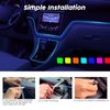 SAMGCHI USB Car LED Lights, Interior Car Lights Strip with APP and RF Remote Control, 2 in 1 Car Ambient Lighting with 157 inches Fiber Optic Music Sync Simple Installation EL Wire Lights for Car
