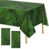 durony 2 Pieces Green Moss Pattern Plastic Tablecloth Green Leaves Tablecloth Waterproof Party Table Cover for Plants Nature Themed Party Table Decor, 108 x 54 Inch