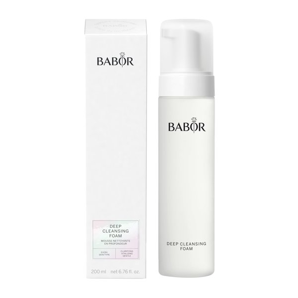 BABOR Deep Cleansing Foam, Gentle Facial Wash Removes Impurities While Balancing Moisture, Hydrating Cleanser Infused with Glycerin, Leaves Skin Soft & Radiant, 6.7 oz