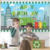 Avezano Garbage Truck Birthday Backdrop for Kids Trash Truck Birthday Party Supplies Green Garbage Truck Happy Birthday Decorations Banner 70.8 x 43.3 Inch