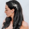 Easedaily Flower Bride Wedding Hair Comb Silver Crystal Bridal Hair Piece Rhinestone Hair Clip Hair Accessories for Women and Girls