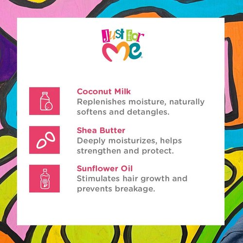 Just For Me Natural Hair Milk Lotion (3 Pack) - Hydrates & Strengthens, Contains Coconut Milk, Shea Butter, Vitamin E, Sunflower Oil, Lightweight Moisture, Reduces Frizz, 10 oz