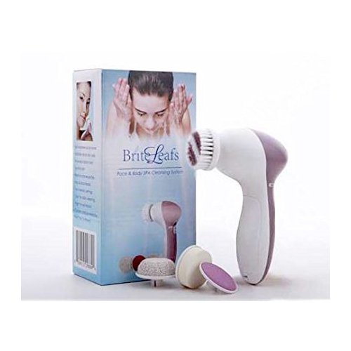 BriteLeafs 4-in-1 Electric Facial & Body Brush Spa Cleaning System (BL-802) with Travel Carrying Case