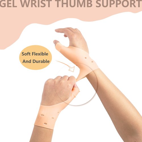 Nuanchu Gel Wrist Thumb Support Braces,Unisex Wrist Hand Thumb Gloves,Soft Waterproof Left and Right Hand Wrist Compression Sleeve for Relief Arthritis Tenosynovitis Typing Pain (4 Pieces)