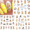 Bunny Nail Art Stickers Easter Nail Decals Cartoon Cute Bunny Carrot Rabbit Water Transfer Nail Accessories Flower Design Acrylic Nail Supplies Holiday Nail Decoration for Women Girls Manicure 12Sheet