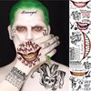 EGMBGM 5 Sheets 3D Joker Temporary Tattoos For Men Women Adults Halloween Makeup Kit, Ghost Clown Scary Smile Face Damaged Joker Tattoos, Prisoner Halloween Cosplay Prank Costume Rave Accessories