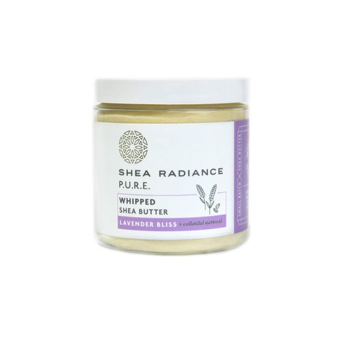 Shea Radiance P.U.R.E. Whipped Shea Butter with Colloidal Oatmeal - Whipped Body Butter Blended with Skin Soothing Oatmeal & Moisturizing Rice Bran Oil | Lavender Bliss (5 oz)