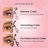 JAPONESQUE Extreme Lash Curler - Scissor Comfort Handle, Deep Curl, Keeps Lashes Curled for 8 Hours, High Arch Design, for Natural or False Lashes, Includes 1 Refill Pad (Gunmetal)