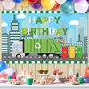 Avezano Garbage Truck Birthday Backdrop for Kids Trash Truck Birthday Party Supplies Green Garbage Truck Happy Birthday Decorations Banner 70.8 x 43.3 Inch