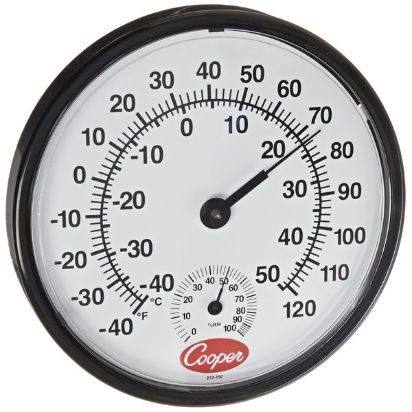 Cooper-Atkins 212-150-8 Analog Hygrometer, -40°F to 120°F Temperature Range, 12" Diameter