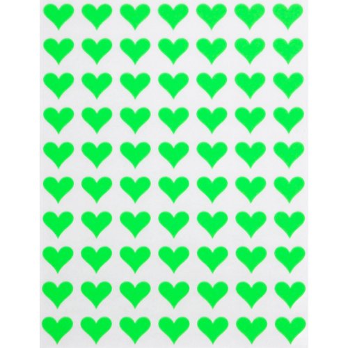 Royal Green Mini Hearts Stickers for Decoration 1/2 inch Colored Label Hearts for Arts, Crafts, Party Supplies, and Scrapbooking, 1050-Pack (Neon Green)