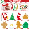 Qyeahkj 64 Sets Christmas Craft Kit for Kid Christmas DIY Art Ornaments Bulks, Make Your Own Santa Claus Tree Gingerbread House Reindeer Christmas Holiday Party Game Activity Supplies