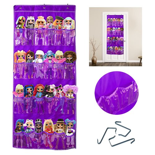 Hanging Over Door Toy Storage Organizer (24 Pockets), Compatible with LOL OMG Dolls Surprise Doll (Toys Not Included), (57.5''x22'')