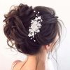 Kesvb Bride Wedding Hair Comb Silver Flower Hair Piece Rhinestone Bridal Side Combs Hair Accessories for Women and Girls