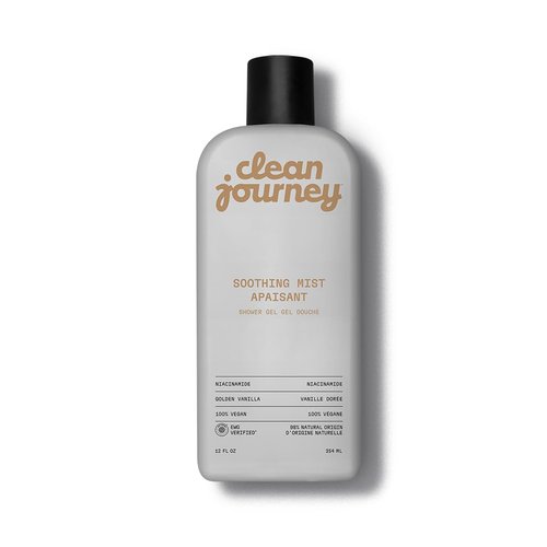 cleanjourney Body Wash, EWG Verified Shower Gel with Niacinamide and Glycerin, Clean Ingredients, Vegan, Soothing Mist, Golden Vanilla, 12 Fl Oz