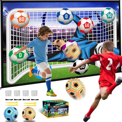 Nazano Soccer Ball Game Set for Kids, Indoor Outdoor Backyard Toss Soccer Goal Game with 2 Balls, 1 Flannel Target, Soccer Toys for 4 5 6 7 8 Years Old Kids Birthday