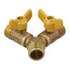 Solid Brass Y Ball Valve 3 Male Thread with Comfort Grip for Oil and Gas Hoses Connector Splitter Adapter