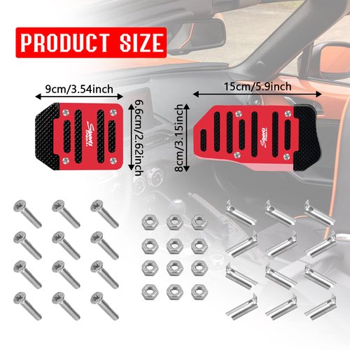 beypovk 3PCS Nonslip Car Pedal Pads, Auto/Manual Aluminum Alloy Gas Pedal Clutch Brake Pad Cover, Auto Universal Interior Accessories (Red)