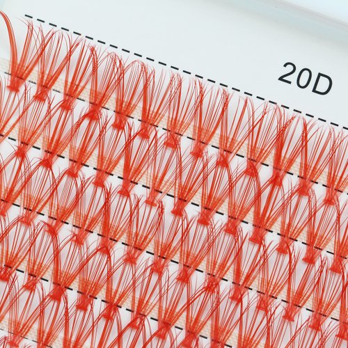Bodermincer D Curl 240pcs 20D Red Color/Blue Color/Black Color/Brown Color/Purple Color Lashes Cluster Eyelashes False Eyelashes Eyelash Extension (14mm, Red)