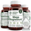 Natural Nutra Mega Magnesium Supplement from Amino Acid Malate, Chelate, Citrate, Improves Bone Strength 400 mg, 90 Capsules