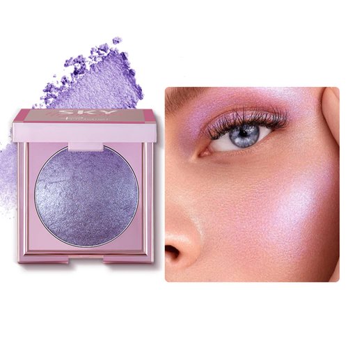 MAEPEOR Face Highlighter Palette 8 Colors Smooth Shimmer Highlighter Palette Longlasting Shiny Face Illuminator Highlighter Makeup (08 Purple)