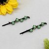Hair Pins for women Faux Rhinestone Flower Daisy Covered Bobby Pin, Set of Two, Green