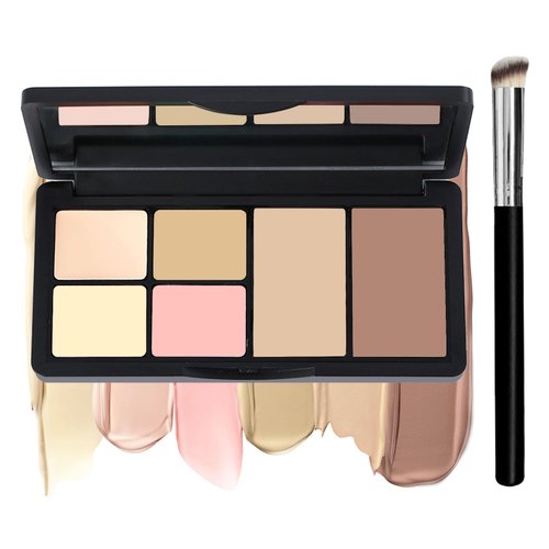 XINGXYUEL Cream Concealer Contour Makeup Palette Cream Foundation Palette for Dark Circles Professional Concealer Full Coverage Face Highlighter Contour Makeup Palette with Brush - 02 Concealer