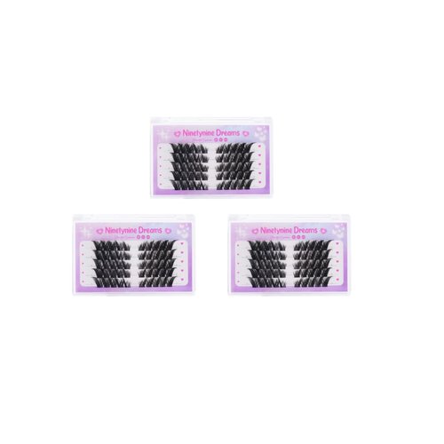 Ninetynine Dreams 50PCs Intense Foxy Cat Eye False Eyelashes 3D Lightweight Wispy Dramatic Comfortable Eyelashes Fluffy Soft Fox Reusable Siren Eyelashes Packs (3 Packs)