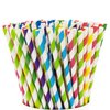 Comfy Package, [200 Pack] Striped Paper Drinking Straws 100% Biodegradable - Assorted Colors