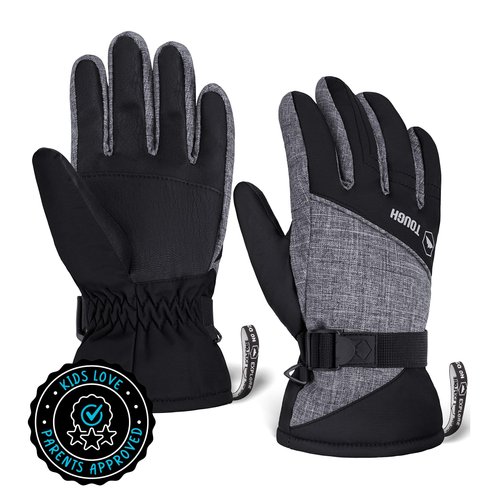 Tough Outdoors Kids Snow Gloves - Kids Ski Gloves & Youth Winter Gloves - Girls, Boys Snow Gloves - Insulated Waterproof Snow Gloves - Cold Weather Youth Ski Gloves - Skiing Gloves for Kids