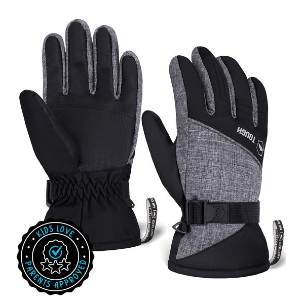 Tough Outdoors Kids Snow Gloves - Kids Ski Gloves & Youth Winter Gloves - Girls, Boys Snow Gloves - Insulated Waterproof Snow Gloves - Cold Weather Youth Ski Gloves - Skiing Gloves for Kids