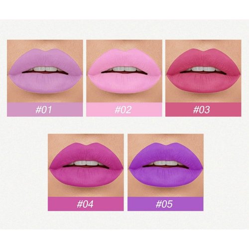 MAEPEOR Matte Liquid Lipstick 5PCS Lipstick Kit Long-Lasting Wear Non-Stick Cup Lip Gloss Lipstick Set with Brush (Color 0501)