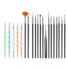 FULINJOY 20PCS Nail Art Design Tools, 15PCS Painting Brushes Set (Black) with 5PCS Dotting Pens