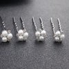 Suandsu 6 Pcs Pearl Crystal Hair Pins Bride Wedding Hair Clips Rhinestone Hair Piece Accessories for Women and Girls Silver
