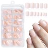 Lifextol 240pc Square Press on Nails Short Fake Nails Press ons with Glue&Adhesive Tabs, Nude Acrylic Nails Press on Nails Square Nail Tips Petite Glue on Nails False Nails Artificial Fingernails