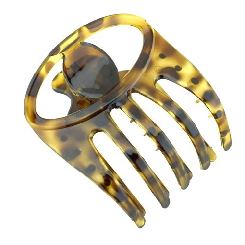 Parcelona French Curvy Oval Paw Leopard Print Medium 3” Cellulose Acetate Side Slide In Jaw Hair Claw Clip Clutcher for Women and Girls