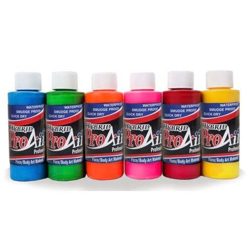 ProAiir Face and Body Painting Makeup - Set of 6 Atomic UV Colors - 1 oz (30ml)