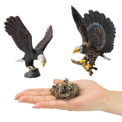 Hiawbon Simulated Bald Eagle Figurines Plastic Eagle Model Realistic Eagle Action Figures, Set of 3
