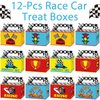 24 Pieces Race Car Party Gift Boxes Racing Party Favor Goodies Candy Treat Bags for Boys Kids Let's Go Racing Party Supplies Two Fast Car Themed Birthday Party Decorations Supplies 6 x 3 x 3.5 Inches